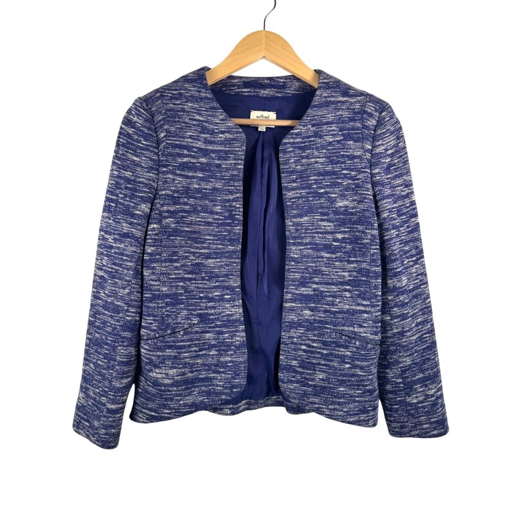 Wilfred‎ Festin knit open front blazer blue career wool blend 90s SZ 4